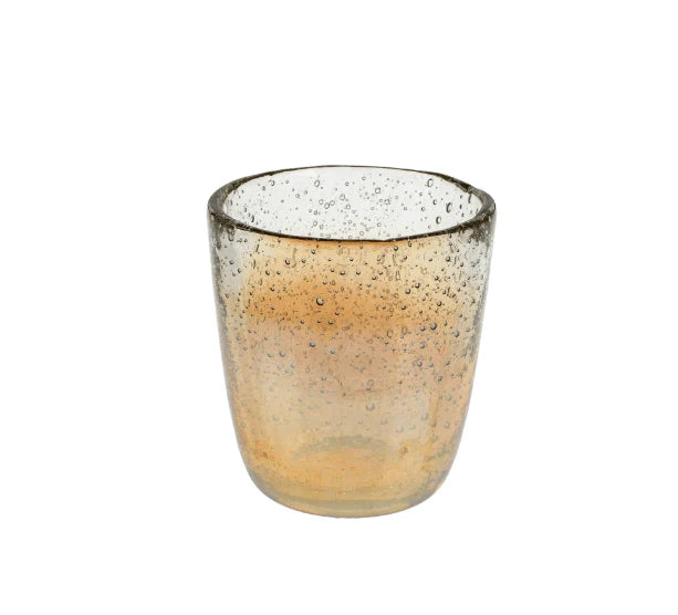 Bubble Glass Votive _ Golden Peach