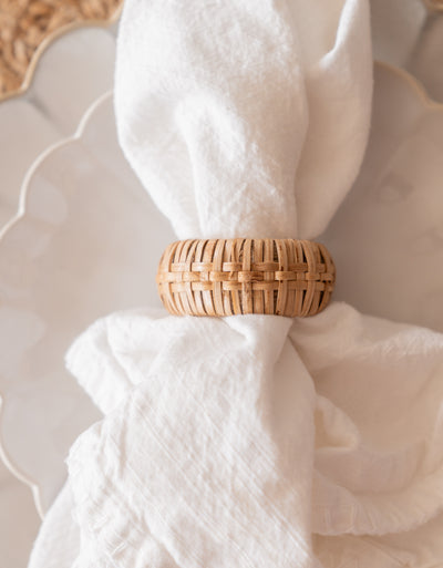 Hand Woven Rattan Napkin Rings - set of 4