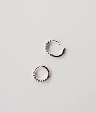 Beaded Clicker Hoop Earrings - Silver