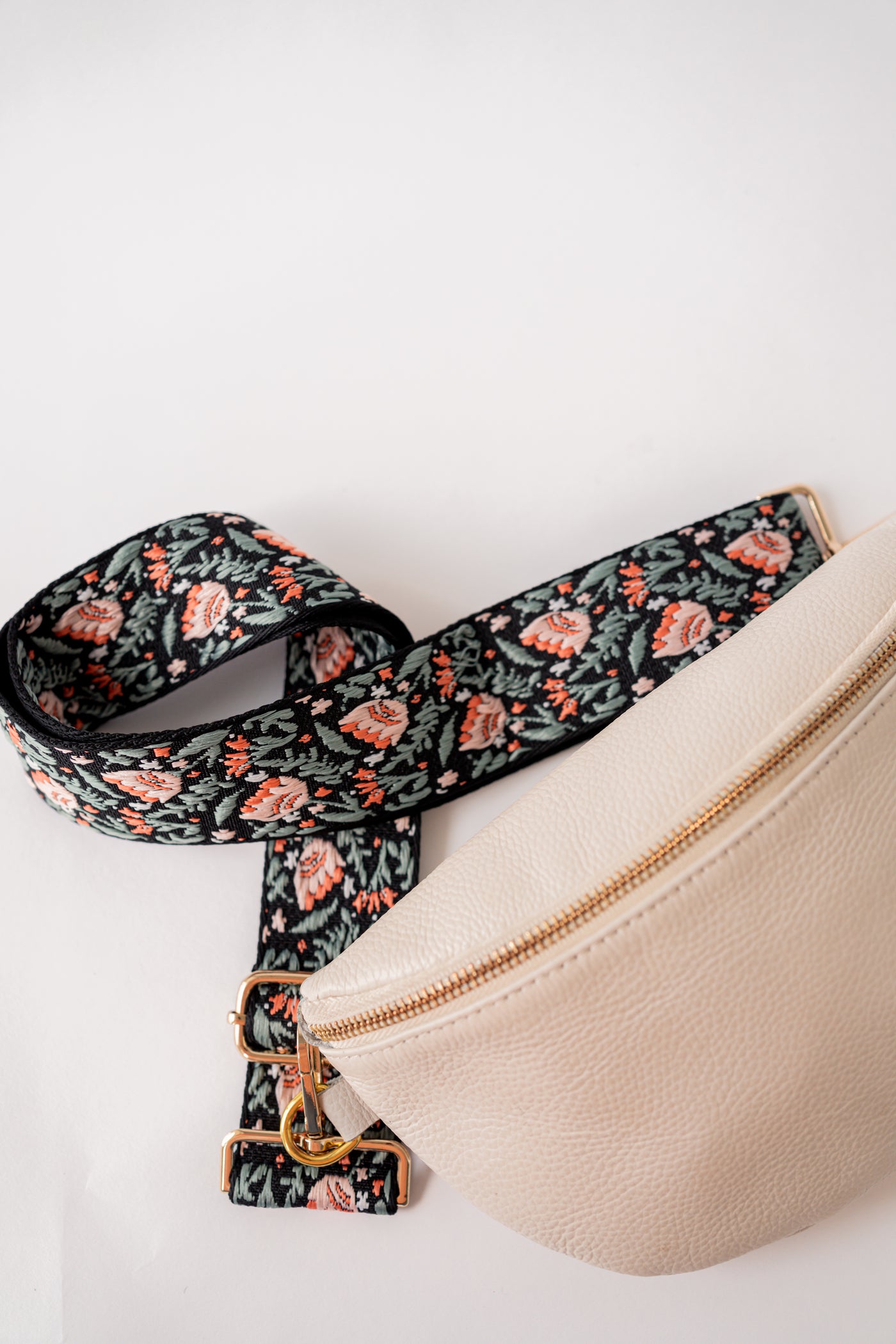 Floral Embroidered Crossbody Bag Strap