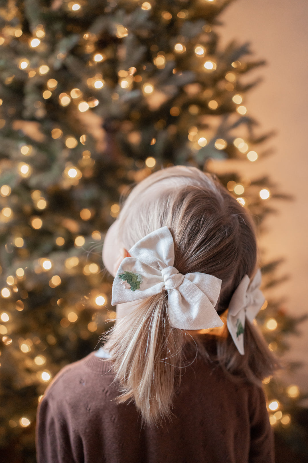 Linen Hair Bow - Evergreen Tree