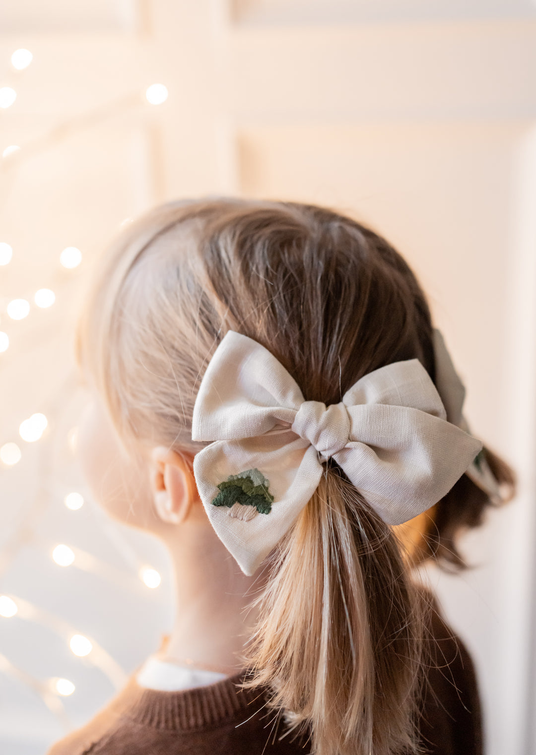 Linen Hair Bow - Evergreen Tree