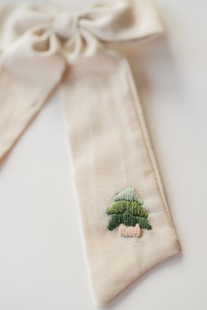 Linen Hair Bow - Evergreen Tree