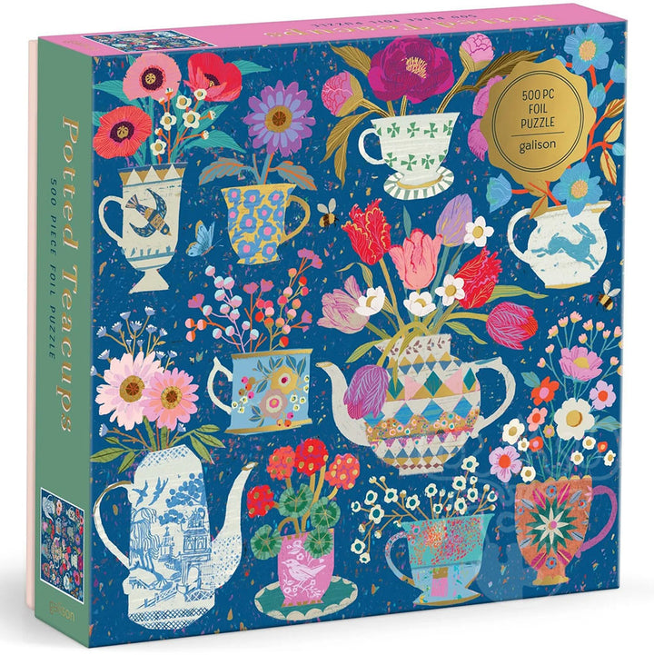 Galison Potted Teacups Foil Puzzle 500pcs