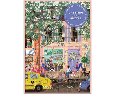 Joy Laforme Spring Street Greeting Card Puzzle 60-Piece Jigsaw Puzzle Greeting Card & Envelope