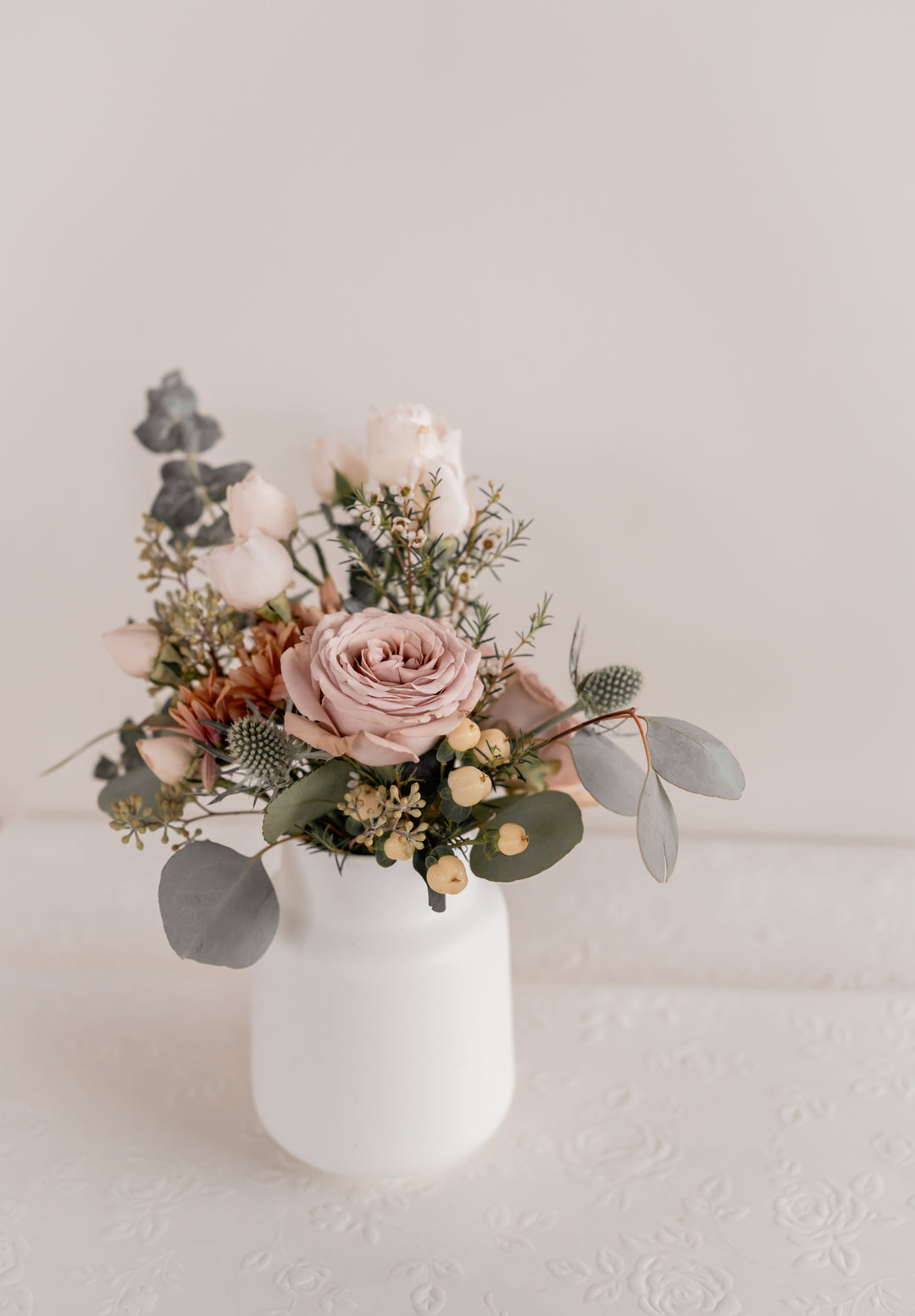 Floral Arrangment in Signature Textured Ceramic Vase