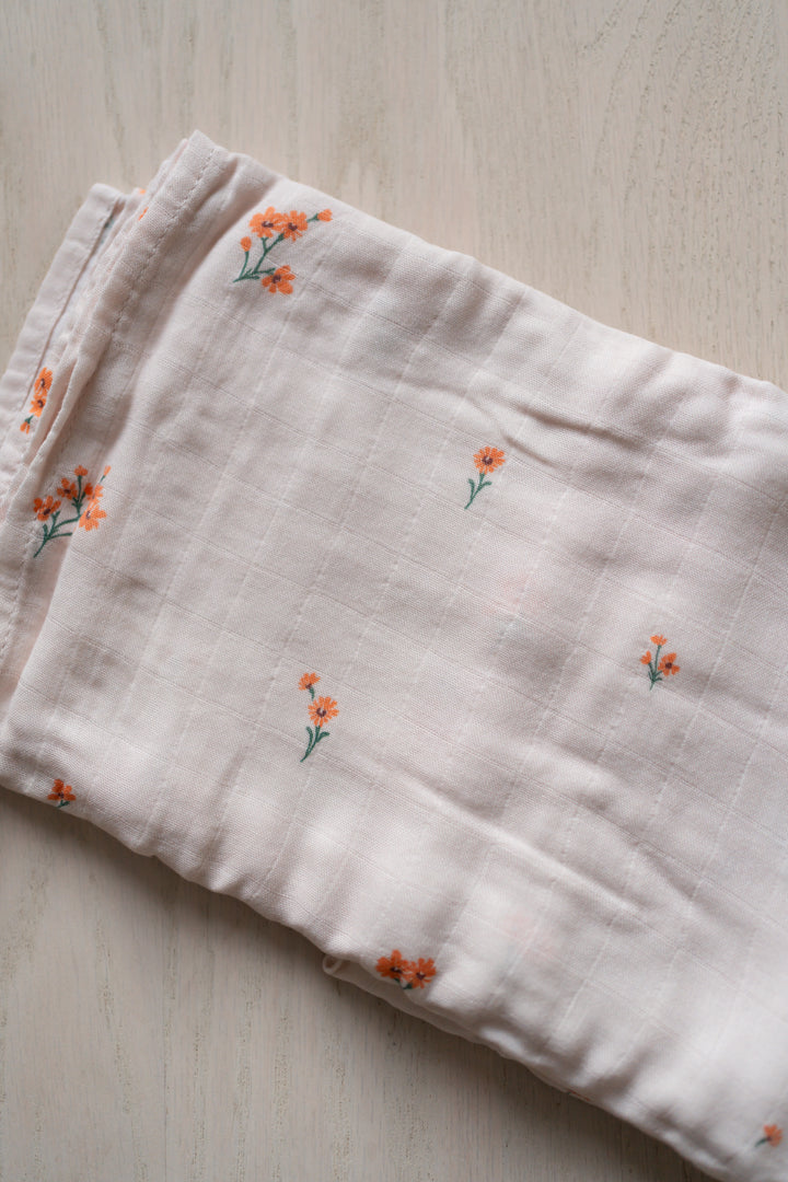 Blush Dainty Floral Muslin Swaddle