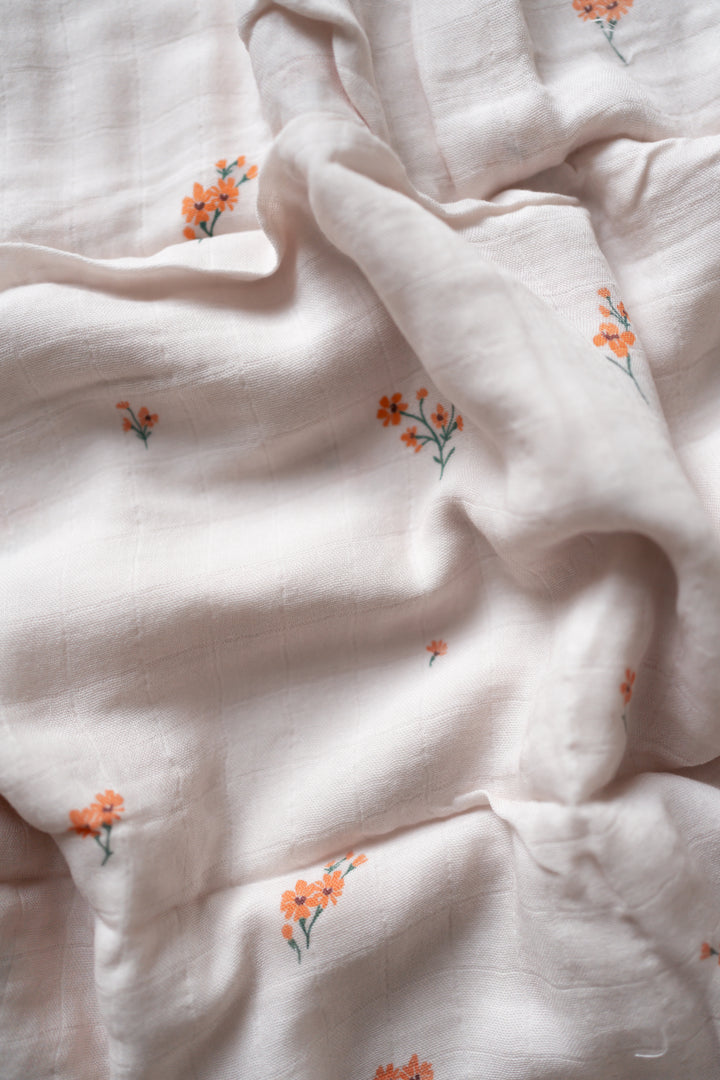 Blush Dainty Floral Muslin Swaddle