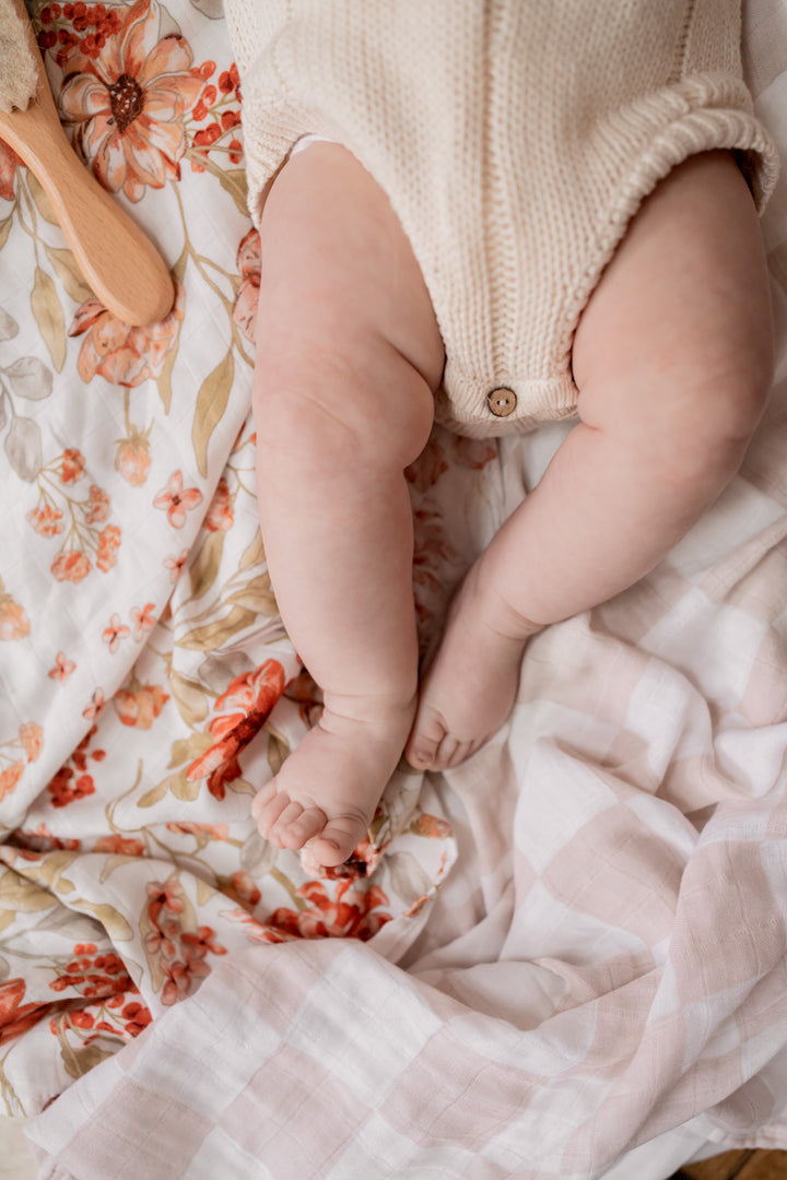Coral Floral Swaddle