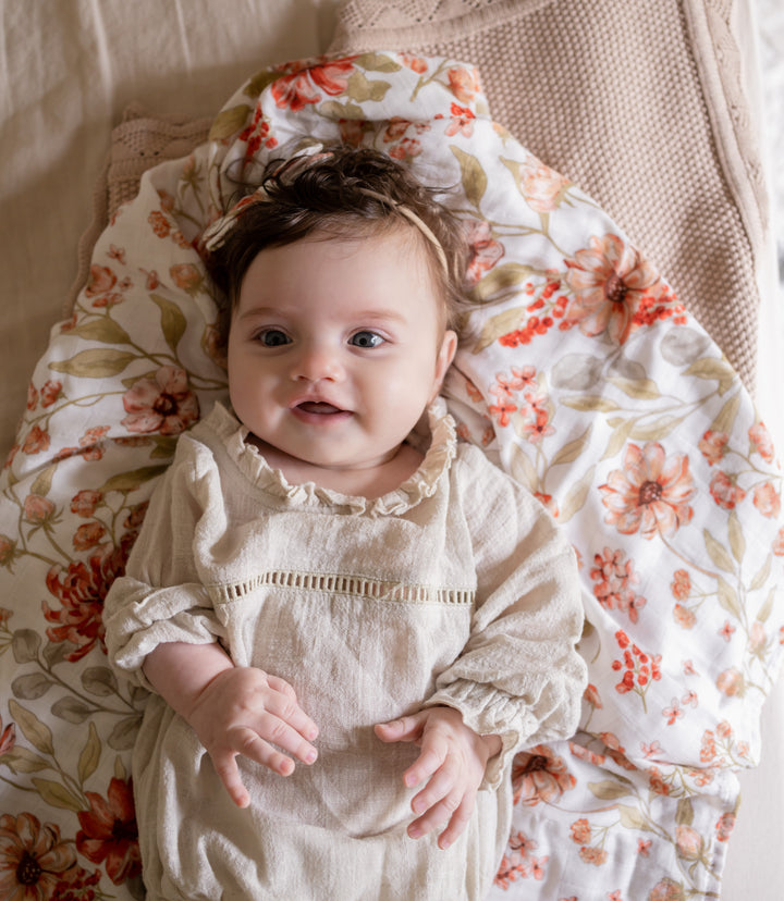 Coral Floral Swaddle