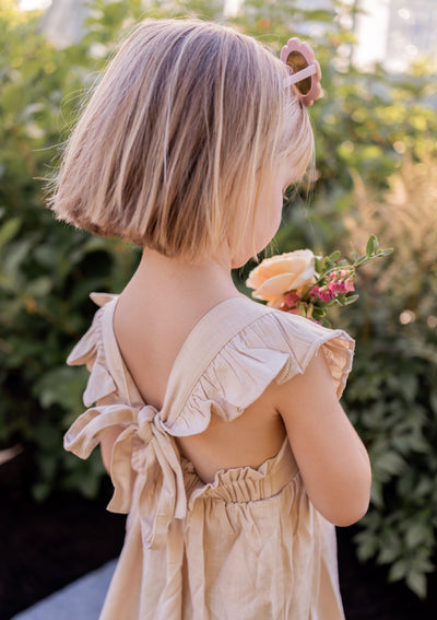 Linen Cross Back Apron Dress