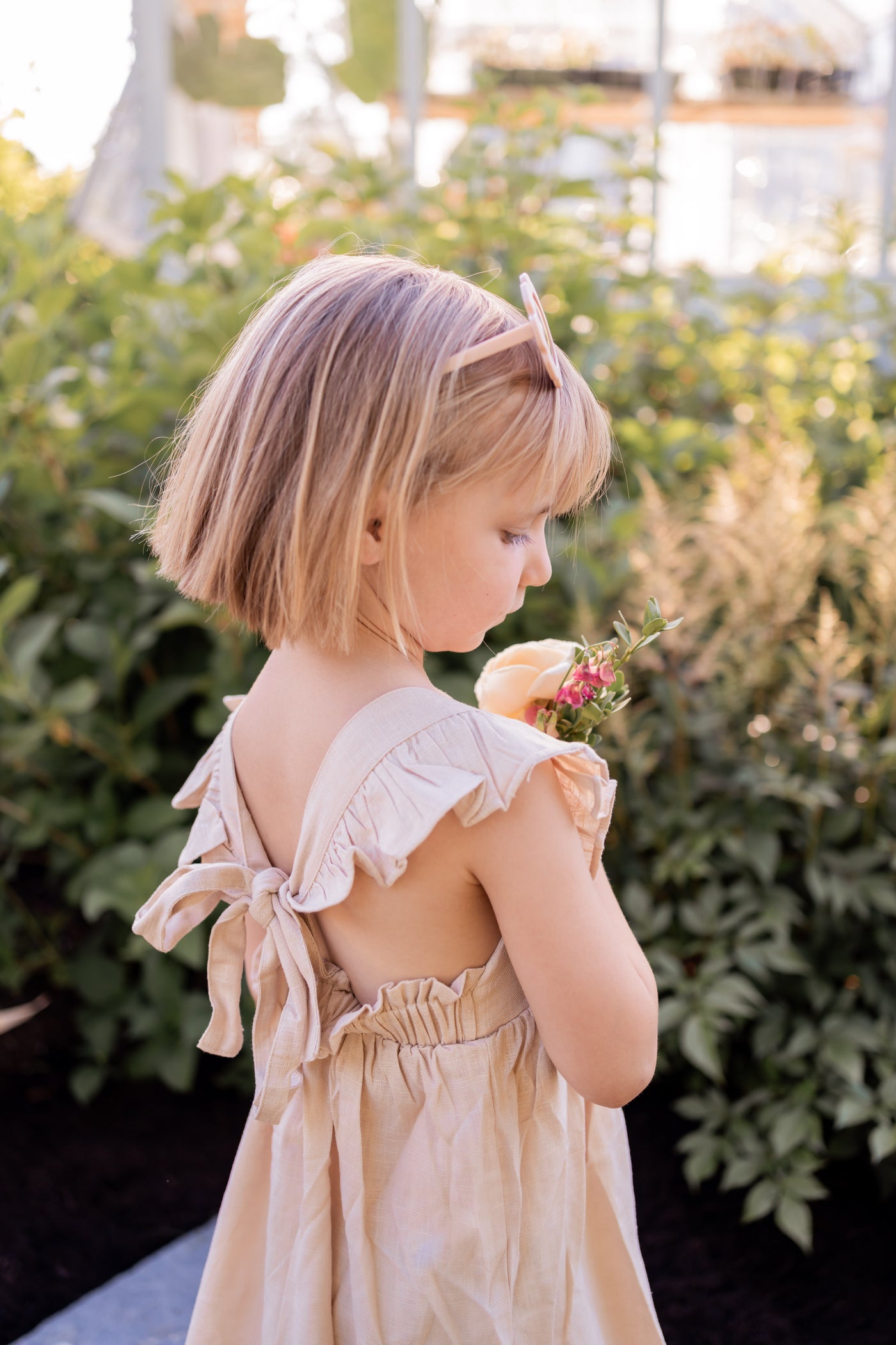 Linen Cross Back Apron Dress