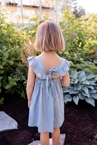 Linen Cross Back Apron Dress