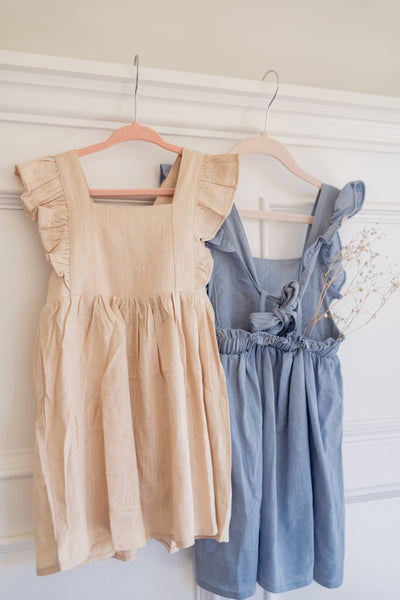 Linen Cross Back Apron Dress