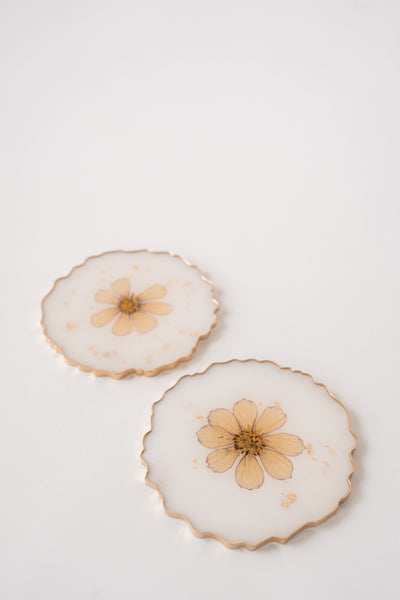 Pressed Flowers Coasters - Set of 2