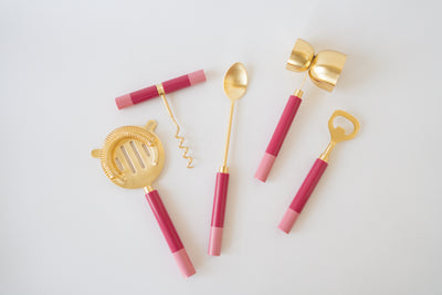 Brass & Pink Cocktail Tool Set