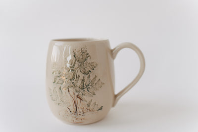 Debossed Nature Stoneware Mugs