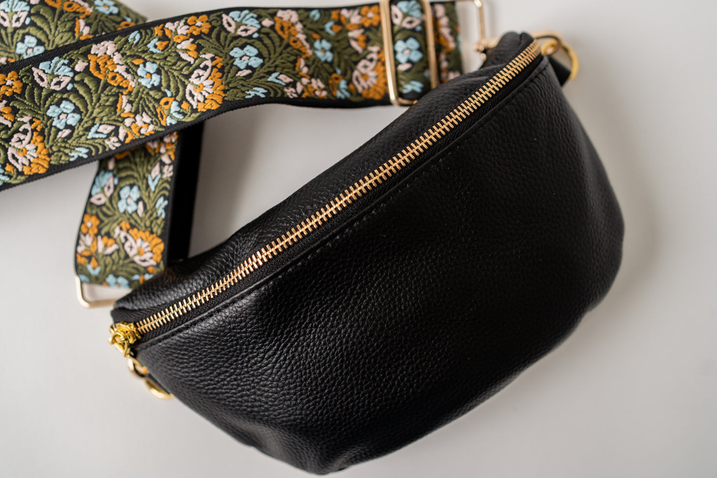 Floral Embroidered Crossbody Bag Strap