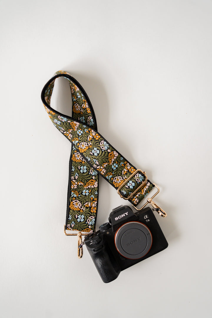 Floral Embroidered Crossbody Bag Strap