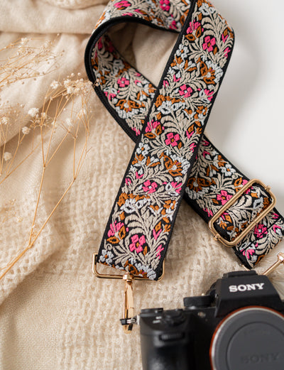 Floral Embroidered Crossbody Bag Strap