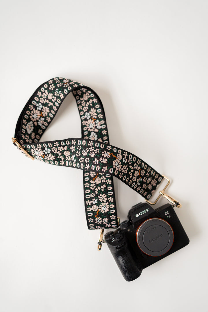 Floral Embroidered Crossbody Bag Strap