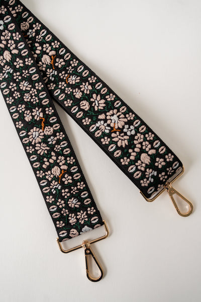 Floral Embroidered Crossbody Bag Strap