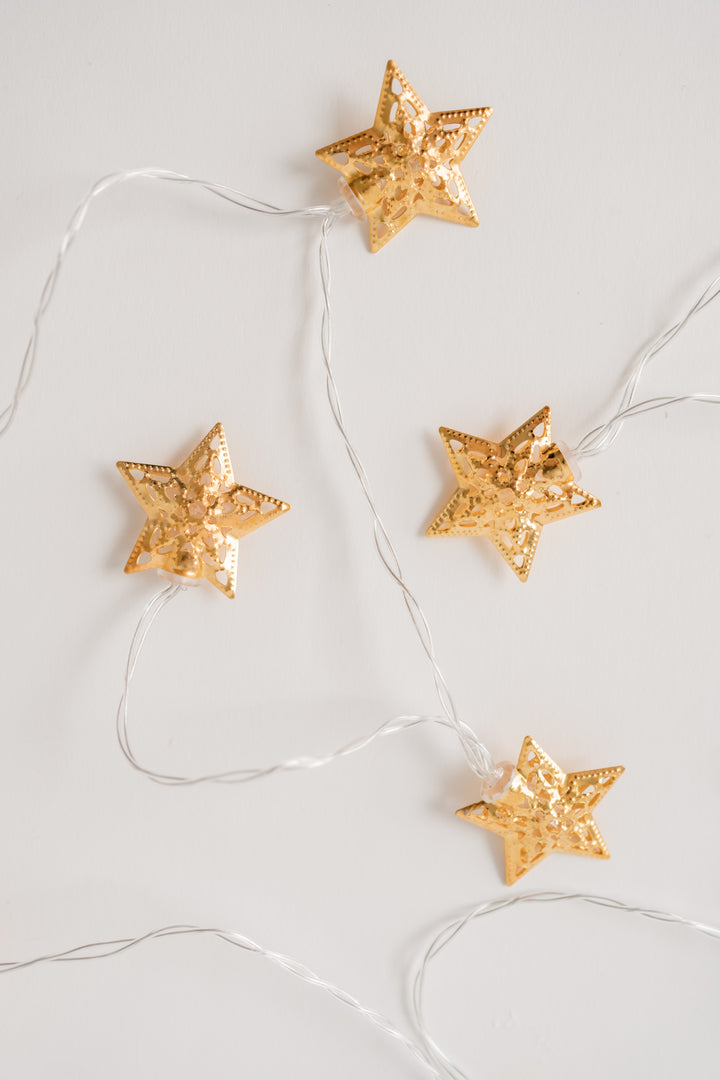 Gold Metal Star String Lights