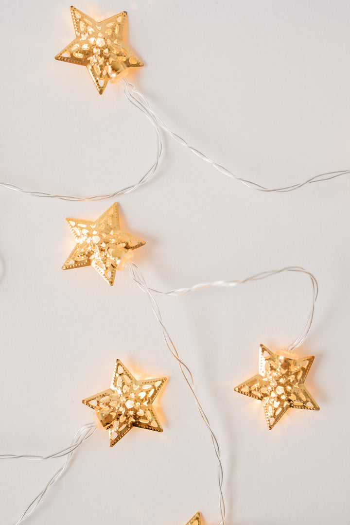 Gold Metal Star String Lights