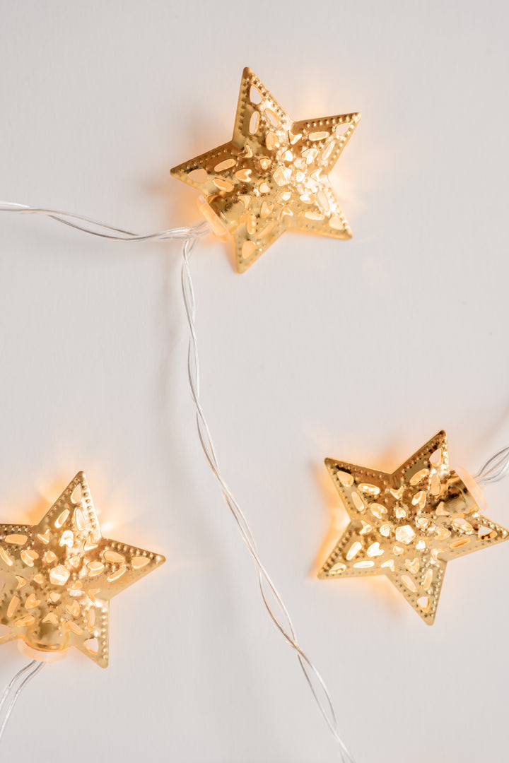 Gold Metal Star String Lights