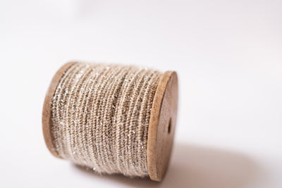 Iridescent Tinsel Cotton Cord on Wood Spool