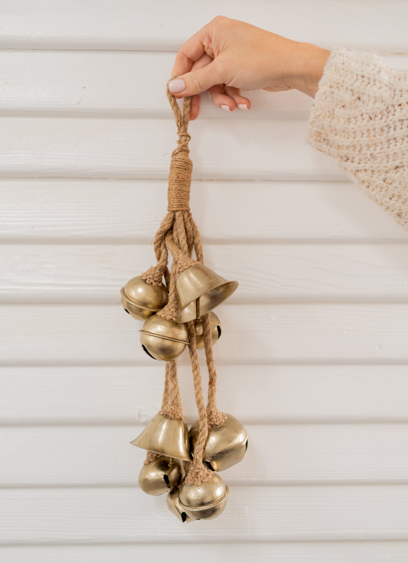 Metal Bell Cluster with Jute Rope