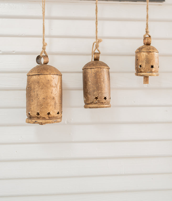 Iron Metal Bells with Star Cut-Outs - 3 Sizes