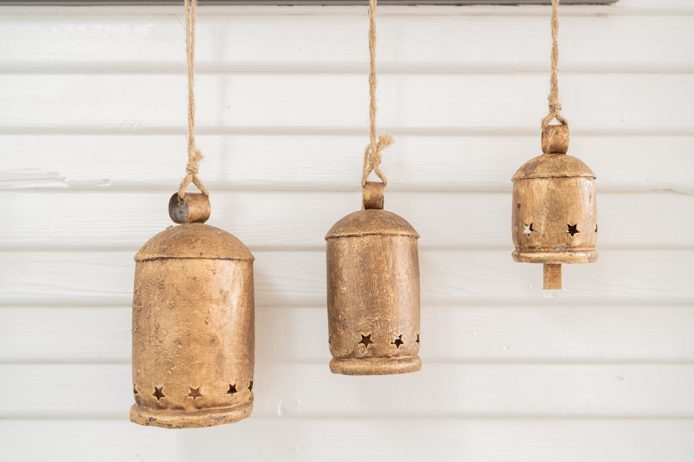 Iron Metal Bells with Star Cut-Outs - 3 Sizes