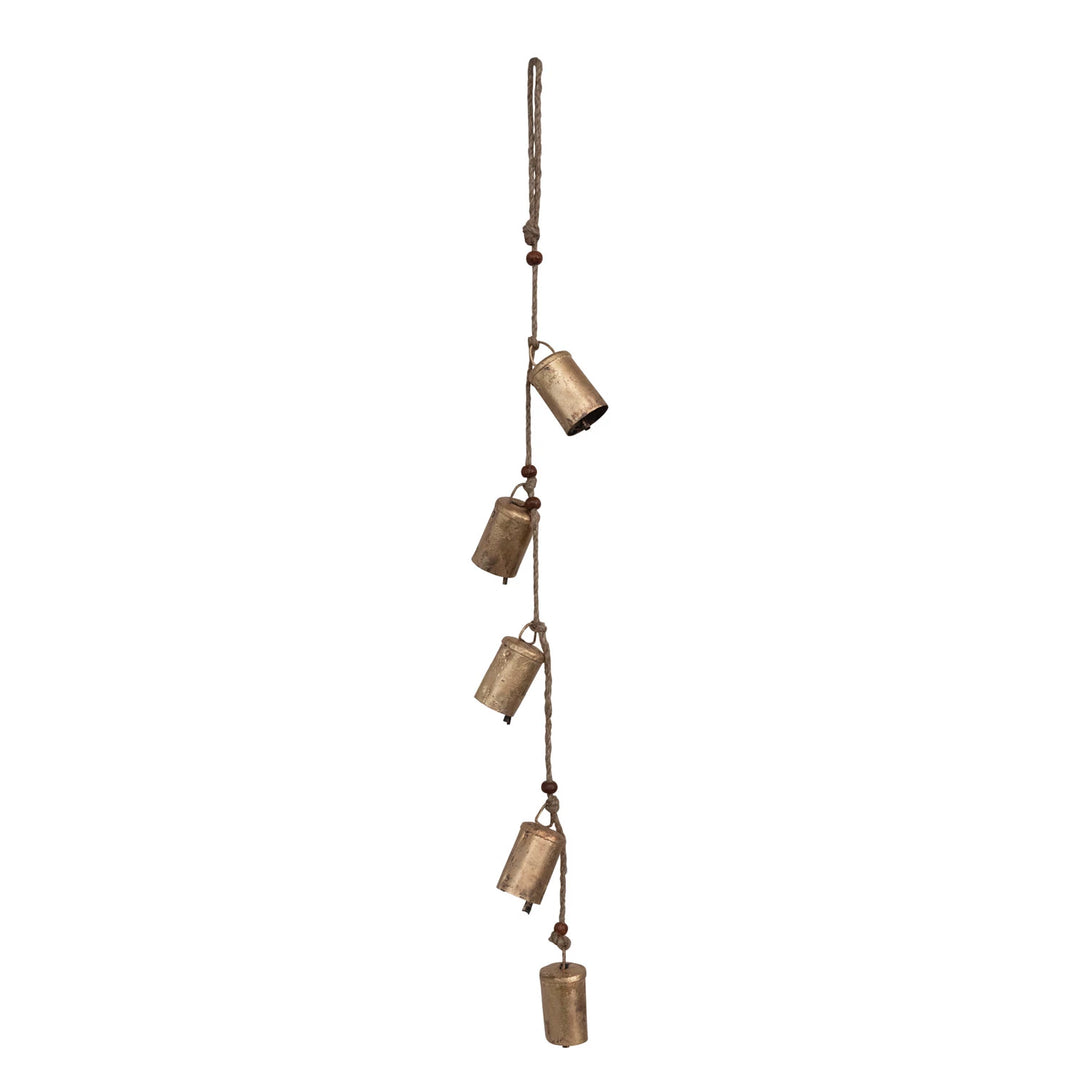 Hanging Metal Bells with Wood Beads