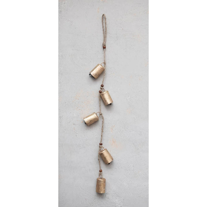 Hanging Metal Bells with Wood Beads