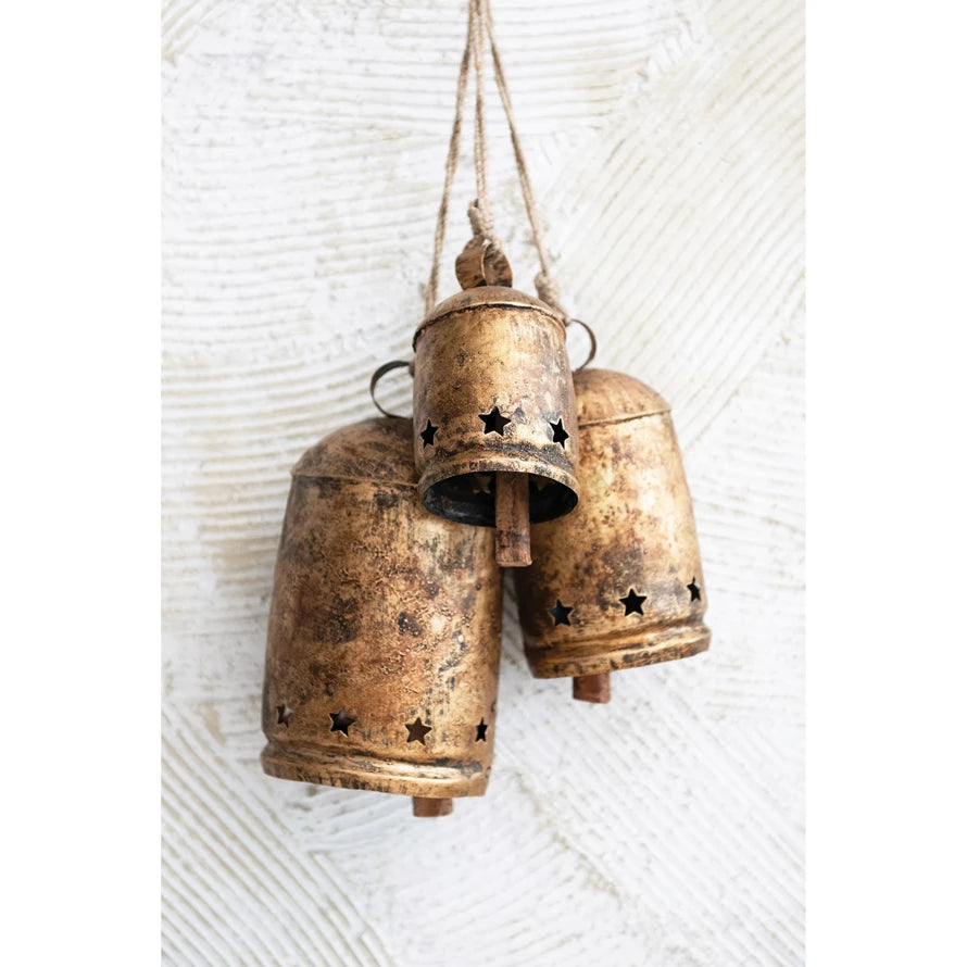 Iron Metal Bells with Star Cut-Outs - 3 Sizes