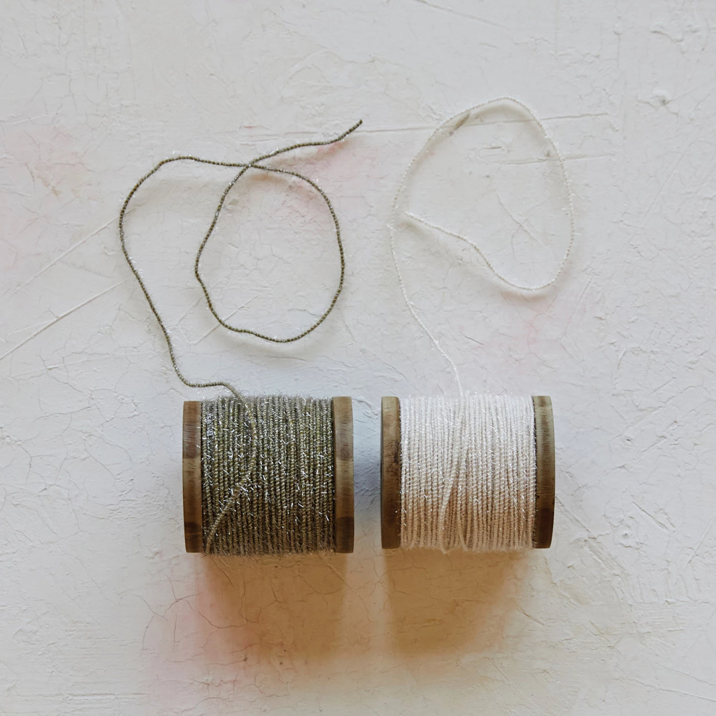 Iridescent Tinsel Cotton Cord on Wood Spool
