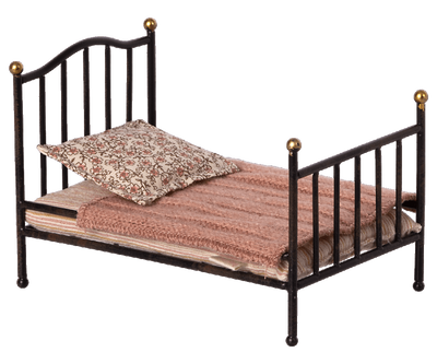 Maileg Vintage bed, Mouse - Anthracite