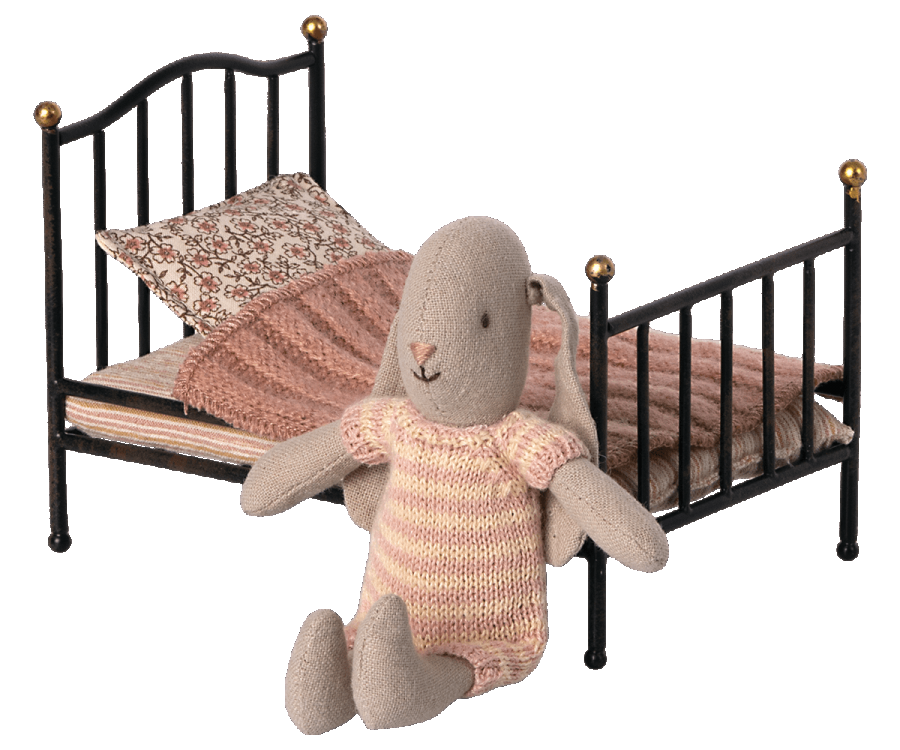 Maileg Vintage bed, Mouse - Anthracite