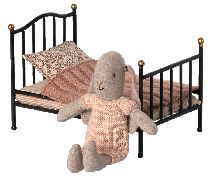 Maileg Vintage bed, Mouse - Anthracite