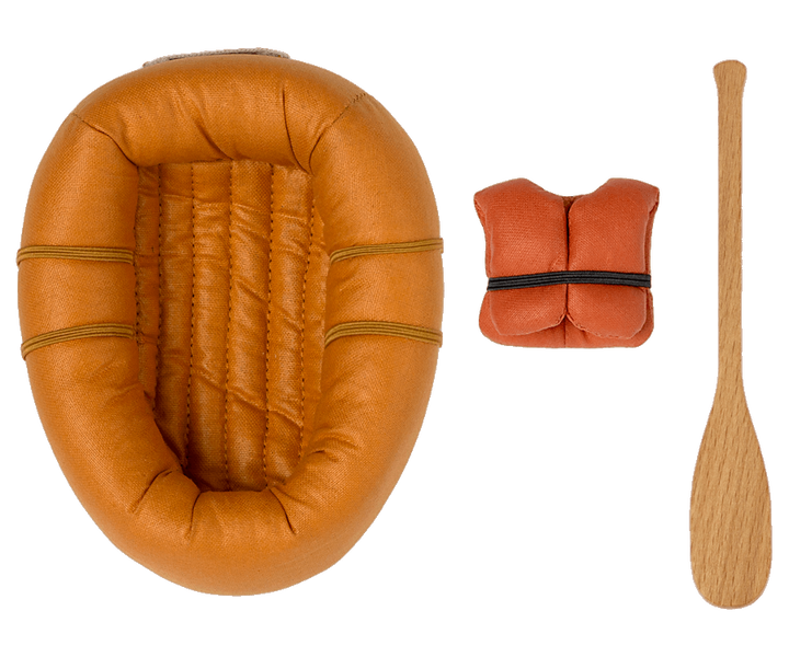 Maileg Rubber boat, Mouse - Dusty yellow