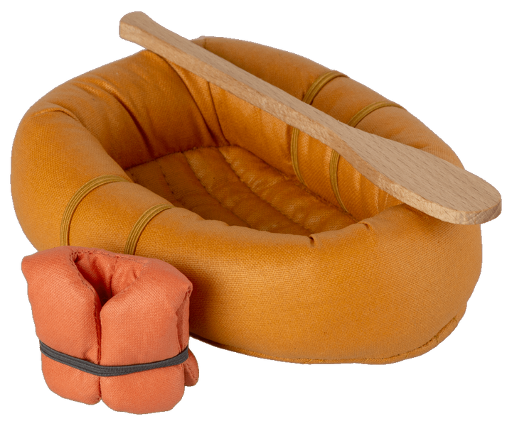 Maileg Rubber boat, Mouse - Dusty yellow