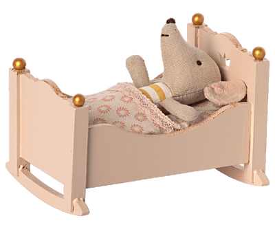 Maileg Cradle, Baby mouse - Rose