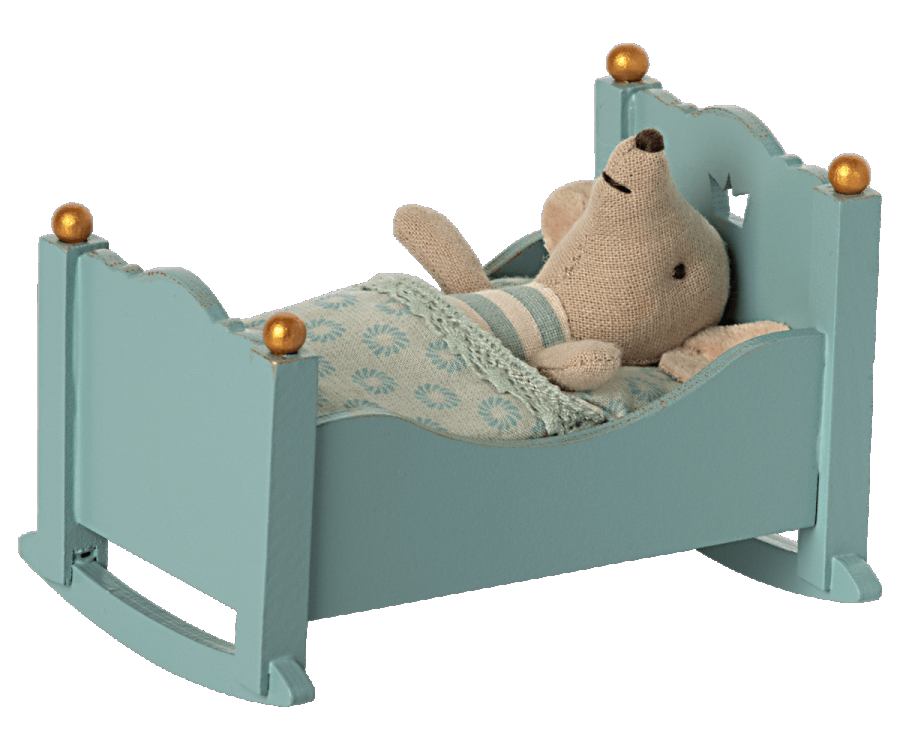 Maileg Cradle, Baby mouse - Blue