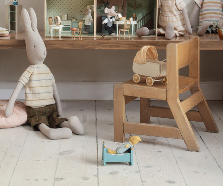 Maileg Cradle, Baby mouse - Blue
