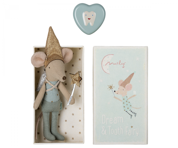 Maileg Tooth fairy big brother mouse in matchbox - Blue