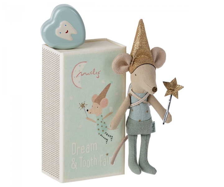 Maileg Tooth fairy big brother mouse in matchbox - Blue