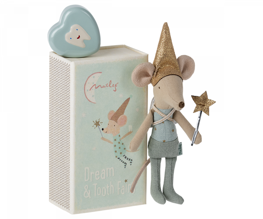 Maileg Tooth fairy big brother mouse in matchbox - Blue