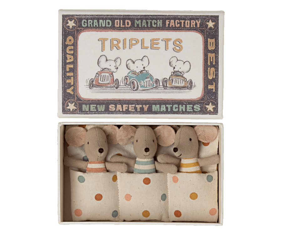 Maileg Triplets, Baby mice in matchbox