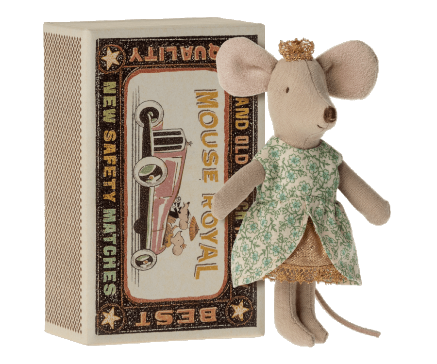 Maileg Princess mouse, Little sister in matchbox
